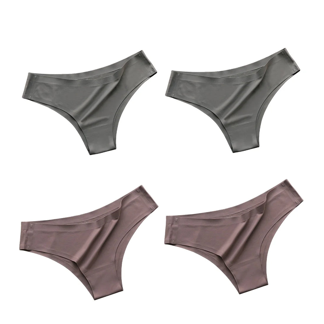 4PCS/Set Seamless Brazilian Panties Women's Sexy Lingerie Cool Ice Silk Low Waist Briefs Soft Solid Ultra-thin Bikini Underwear