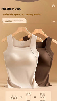 Gilet thermique sans couture avec soutien-gorge intégré – Débardeur grande taille à col carré