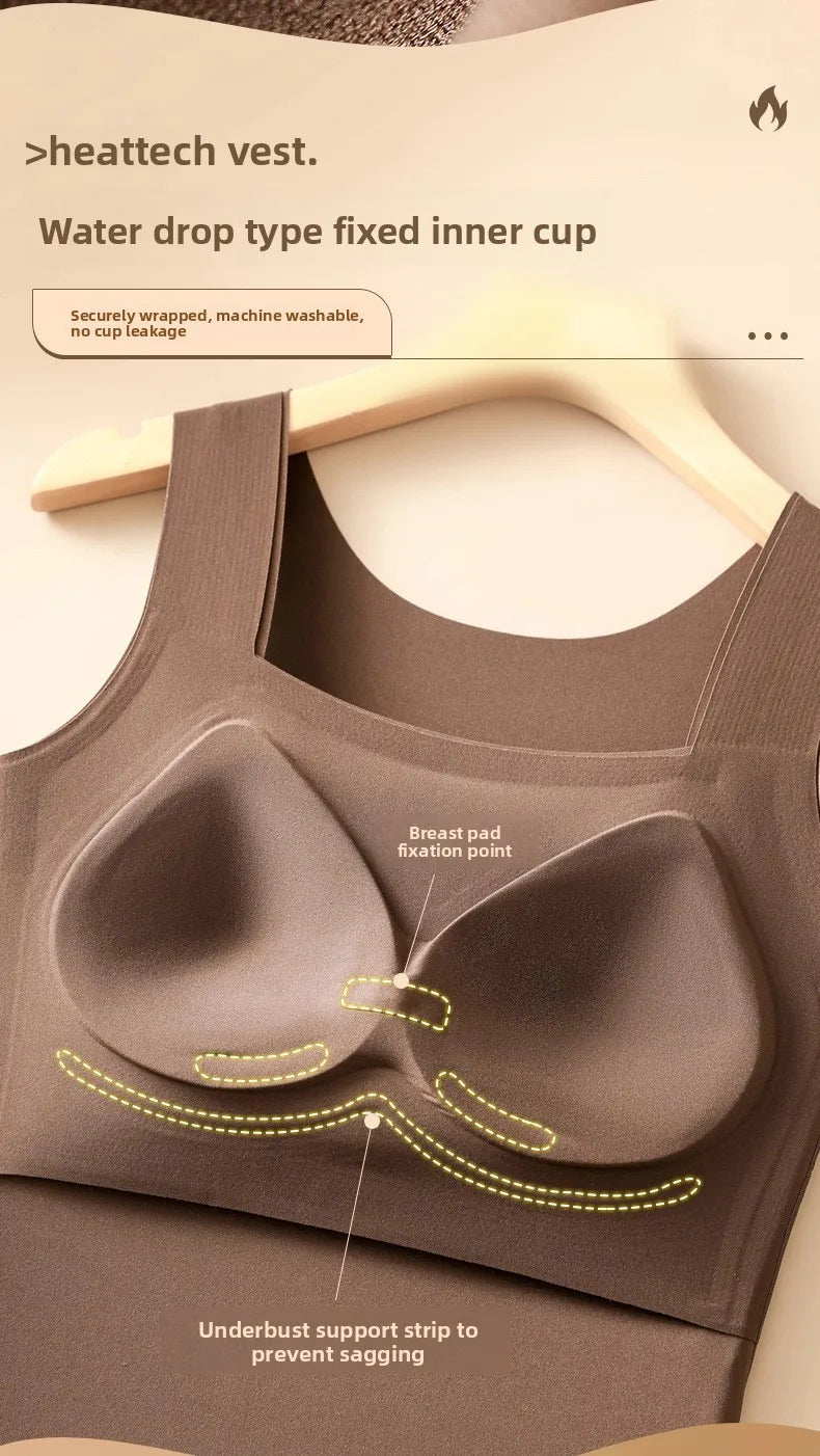 Gilet thermique sans couture avec soutien-gorge intégré – Débardeur grande taille à col carré