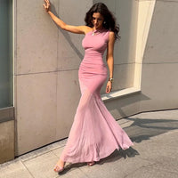Ticketsx Off Shoulder See Through Dress Solid High Waist Patchwork Backless Slim Long Dress Women Vacation Party Evening Dresses