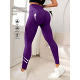 Purple 3D push-up leggings with compression texture