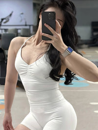 No Logo Seamless Longline Strappy Gym Top Backless Gym Clothes Women Scrunch Built-in Bra With Removable Cups Yoga Tank Tops