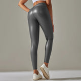 Scrunch-Back PU Leather Leggings
