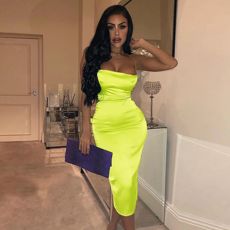 Luna Satin Midi Dress