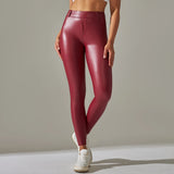 Scrunch-Back PU Leather Leggings
