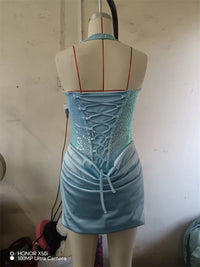 Strapless Sequin Halter Mini Dress – Sparkle Party Dress