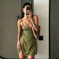 Y2k Vintage Slim Summer Women Sweet Ladylike Fashion Street Woman Dot Print Casual Simple Basic Sleeveless Dresses Female Chic