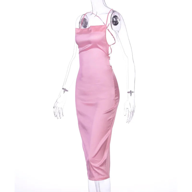 Luna Satin Midi Dress