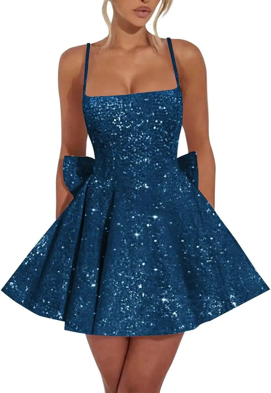 Spaghetti-Strap Sequin Graduation Mini Dress – Homecoming