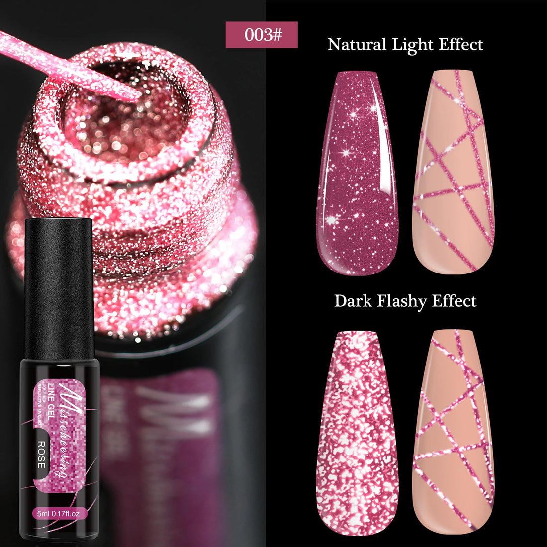 FOUR LILY 5ml Reflective Glitter Liner Nail Gel Polish Gold Silver Red Sparkling Nail Supplies UV/LED Varnish Painting Gel