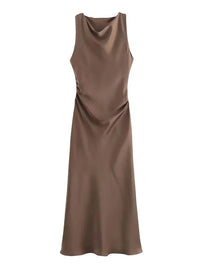 Satin Long Dresses for Women 2026 Summer Slip Midi Dress Woman Sexy Evening Party Dress Sleeveless Female Elegant Dresses
