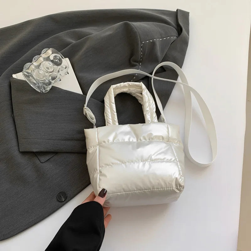 Female Bags Woman Puffy Lightweight Handbag LargeCapacity Quilted Shoulder Bag Adjustable Strap Puffer Tote Handbag Shopping Bag
