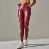 Scrunch-Back PU Leather Leggings
