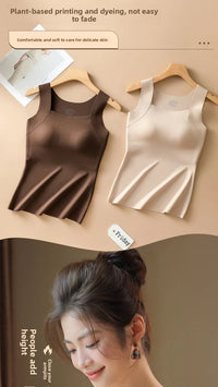 Gilet thermique sans couture avec soutien-gorge intégré – Débardeur grande taille à col carré