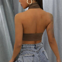 y2k Halter Top Women Summer Clothes Solid Color Sleeveless Backless Vest T Shirt 2000s Aesthetic Clothing Streetwear