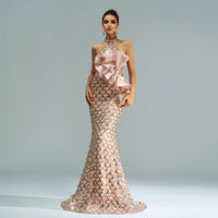 Nyra Halter Sequined Mermaid Gown