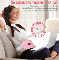 Portable Ccordless Heating Pad for Period Cramps Electric Waist Belt Device Portable Heatings Pad with 3 Heat Levels and 3 Massage Modes Birthday Gifts for Women and Girls (Pink)