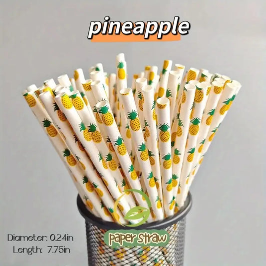 Eco-Friendly Biodegradable Fruit Series Paper Straws (25/100 Packs)
