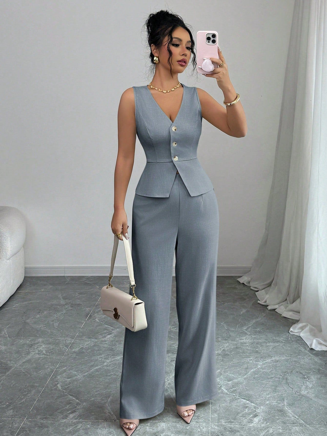 The Sleeveless Vest & High-Waist Pants Set — women’s Dress, ENIGMAE