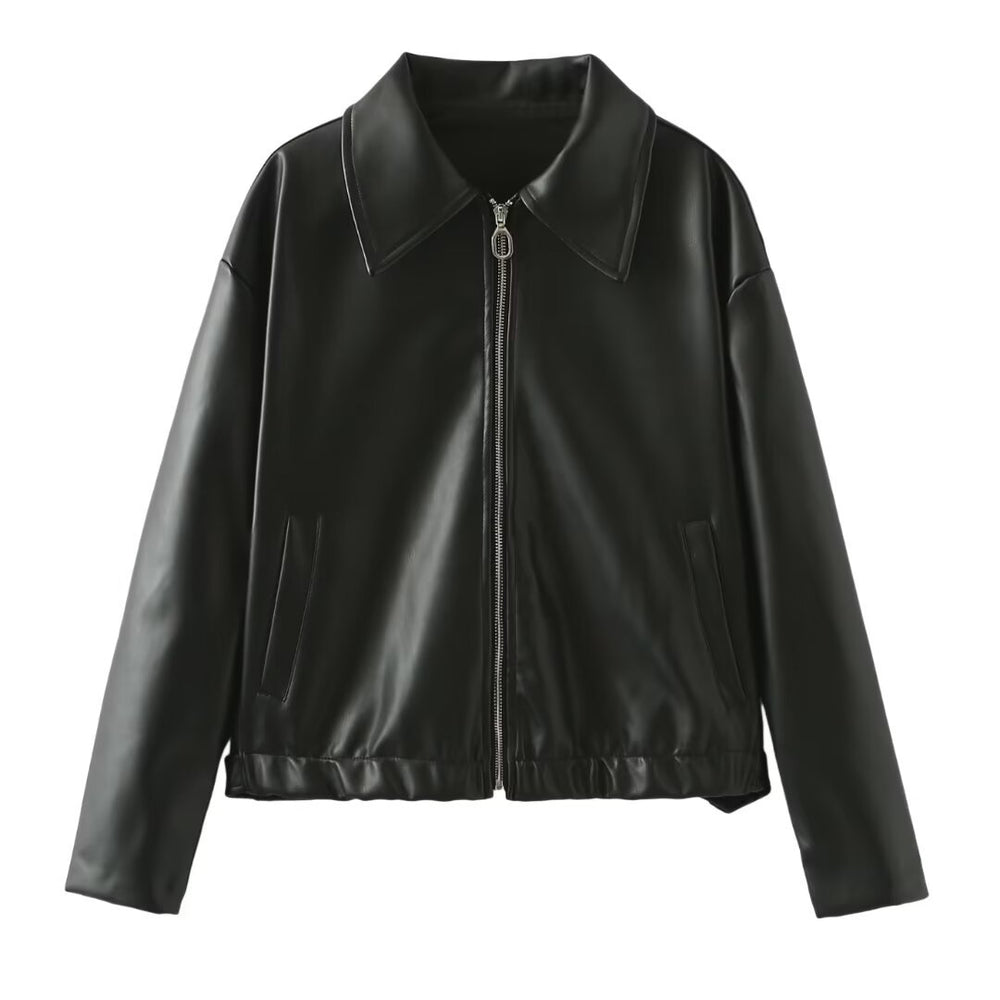 Reißverschluss-Bikerjacke mit Reverskragen