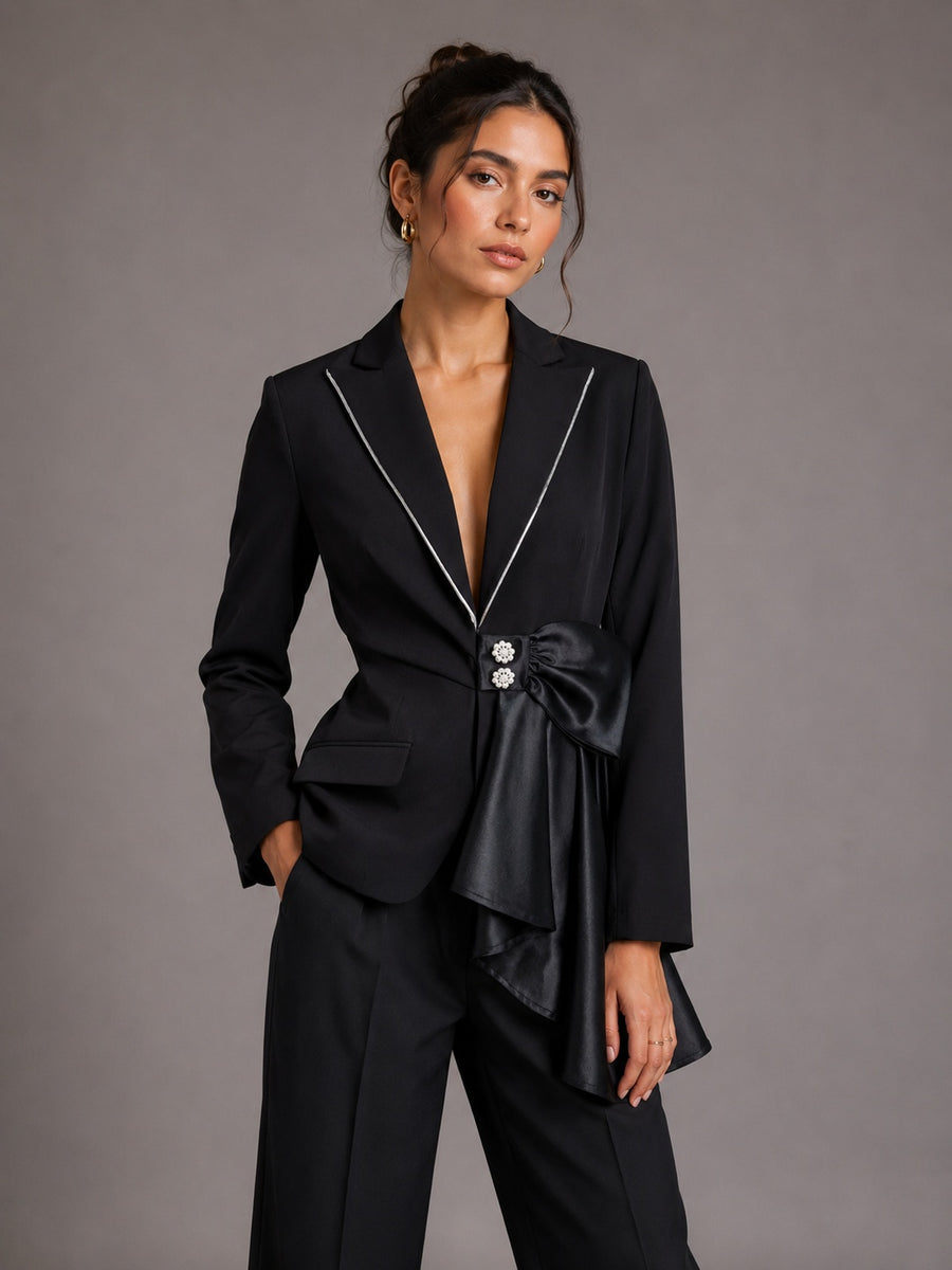 The Satin Bow Rhinestone Blazer