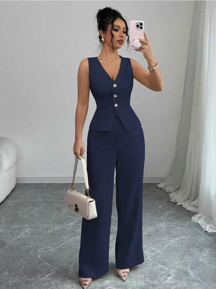 The Sleeveless Vest & High-Waist Pants Set — women’s Dress, ENIGMAE