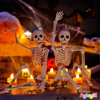 5Pcs Halloween Skeleton Decorations, Mini Posable Skeletons Halloween Decor for Halloween Decorations Indoor Outdoor