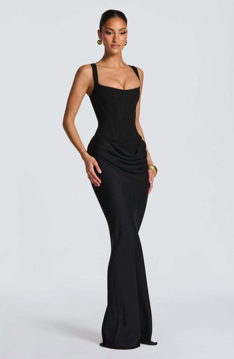 Sculpted Strapless Draped Maxi Dress