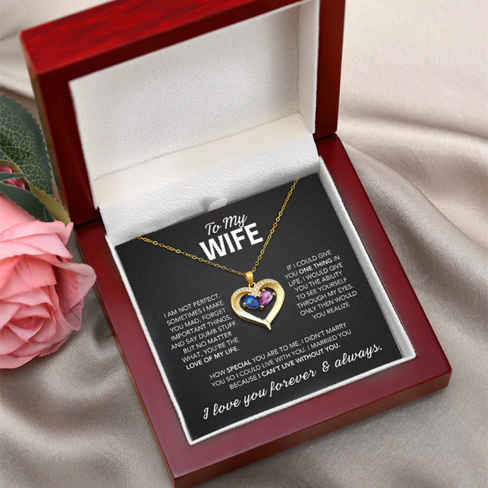 Heart Birthstone Pendant Necklace — Gift Boxed