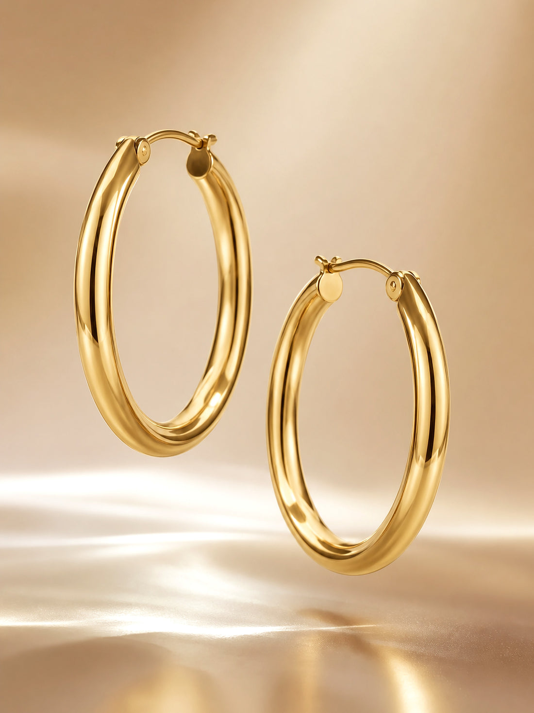 AuraHoop™ Gold Stainless Steel Hoop Earrings