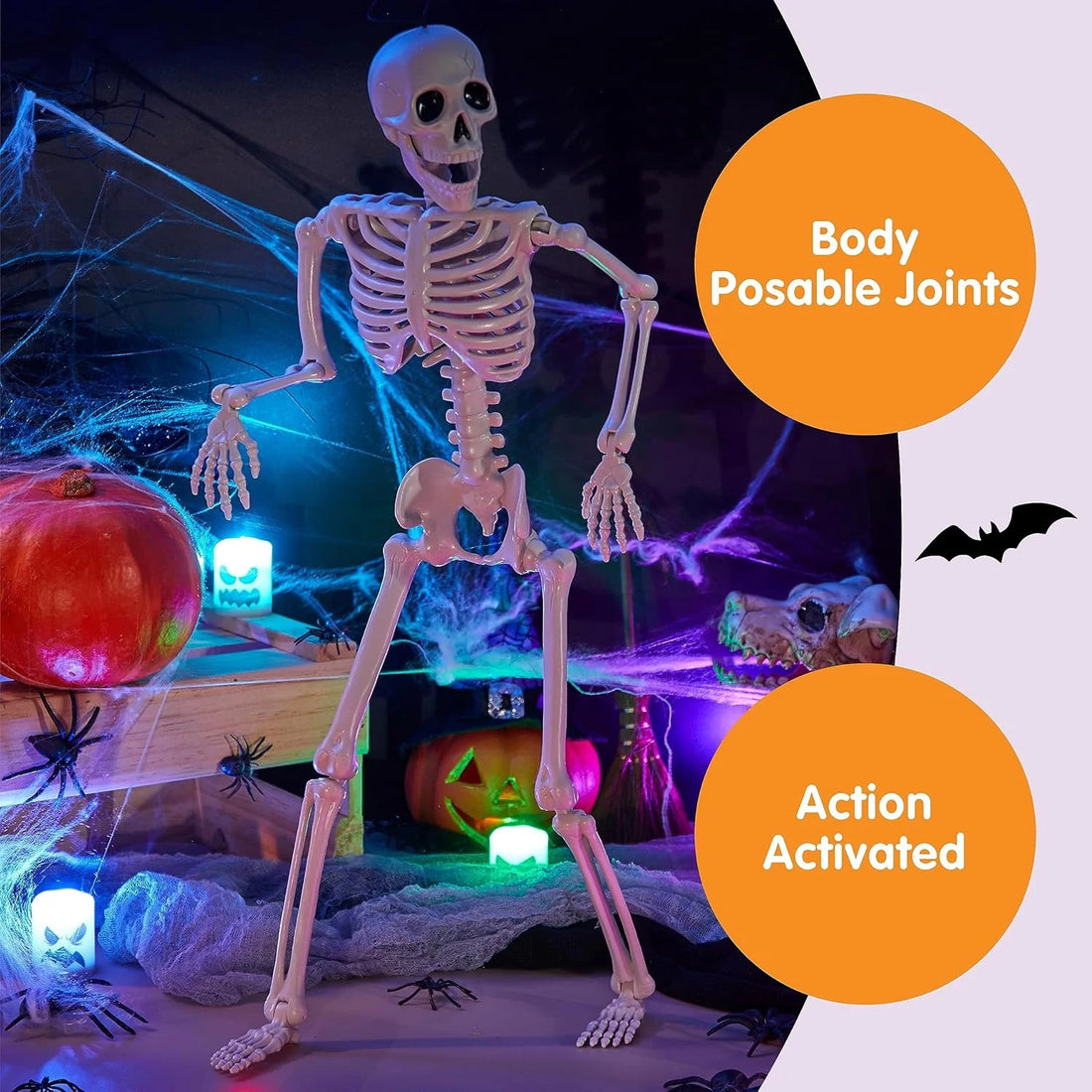 5Pcs Halloween Skeleton Decorations, Mini Posable Skeletons Halloween Decor for Halloween Decorations Indoor Outdoor