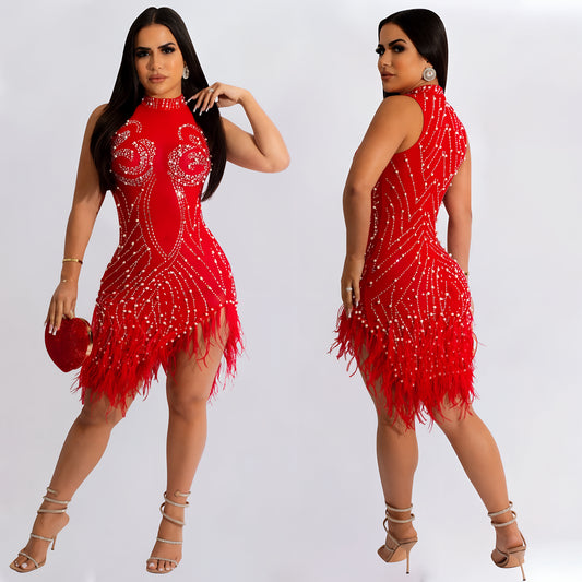 Crystal Fringe Party Mini Dress