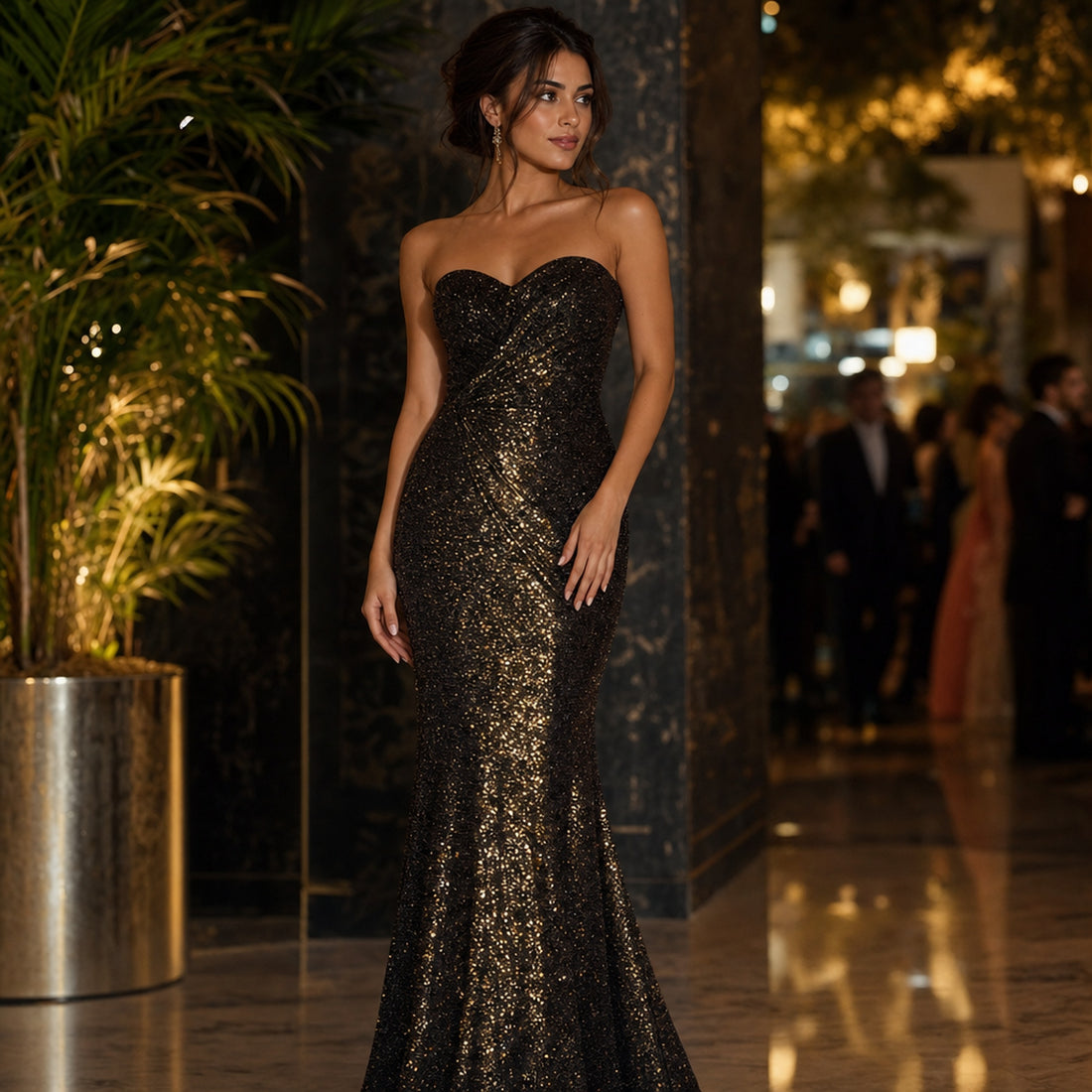 Lifestyle — black sequin mermaid gown