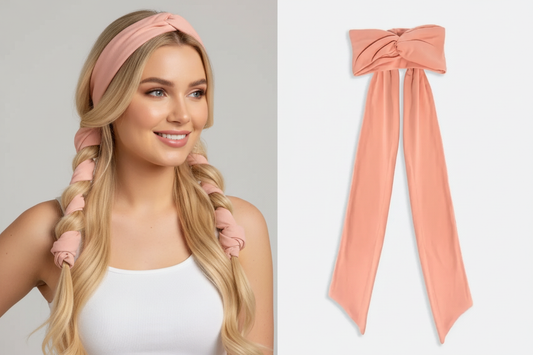 Blonde Model Studio Shot with Heatless Curls Headband