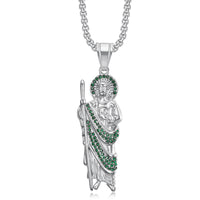 Stainless Steel Gold Plated Saint Jude Pendant Necklace
