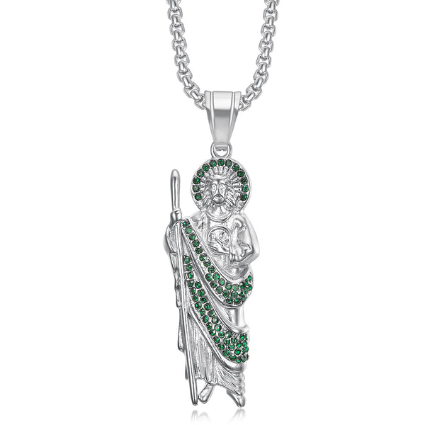 Stainless Steel Gold Plated Saint Jude Pendant Necklace