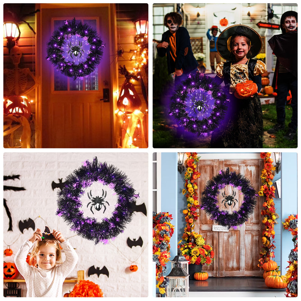 LED Spider Halloween Wreath