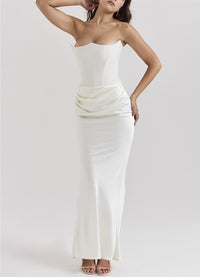 The One Shoulder Pleated Bodysuit Dress — women’s Dress, ENIGMAE