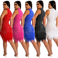 Crystal Fringe Party Mini Dress