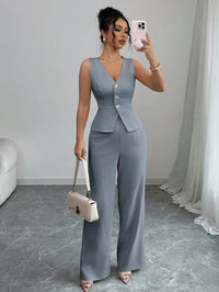 The Sleeveless Vest & High-Waist Pants Set — women’s Dress, ENIGMAE