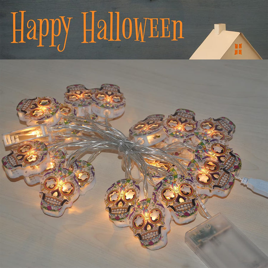 Skull Halloween String Lights