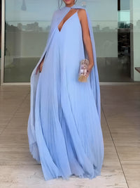 Pleated Cape Maxi Dress
