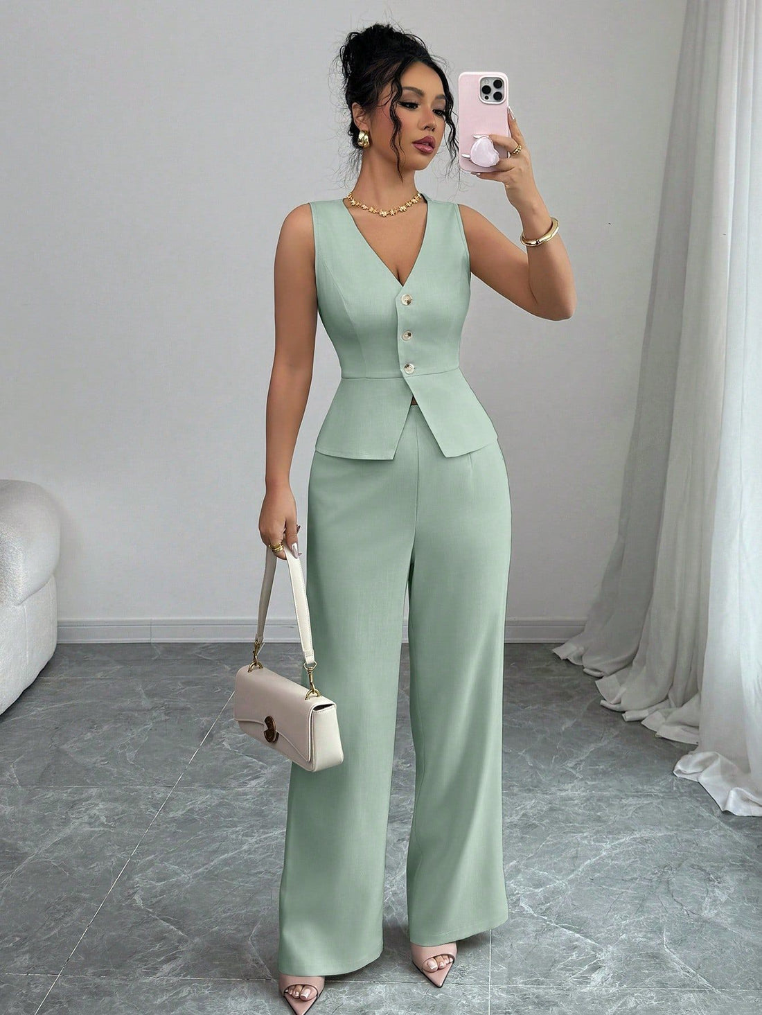 The Sleeveless Vest & High-Waist Pants Set — women’s Dress, ENIGMAE