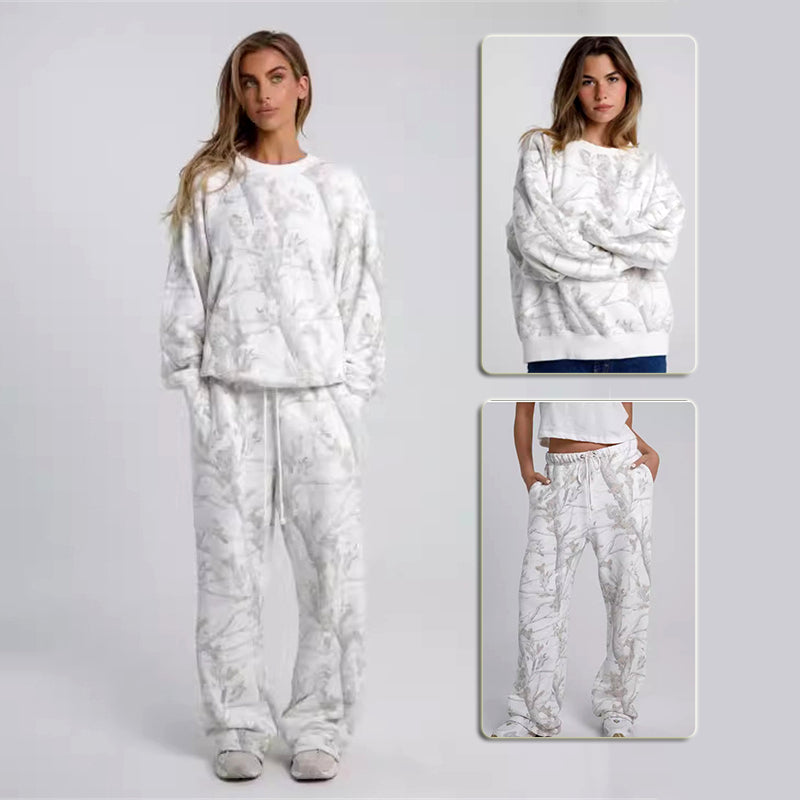 Leaf Print Sweatshirt & Jogger Set