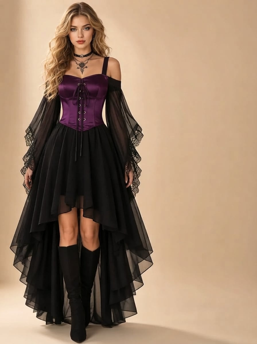 Gothic vampire costume dress – Purple