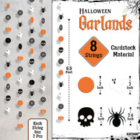 , Orange and Black Halloween Garland - 6.5 Feet, 8 String | Halloween Pumpkin Garland, Halloween Decorations | Skull Garland Halloween | Halloween Hanging Garland, Halloween Party Decorations