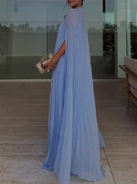 Pleated Cape Maxi Dress