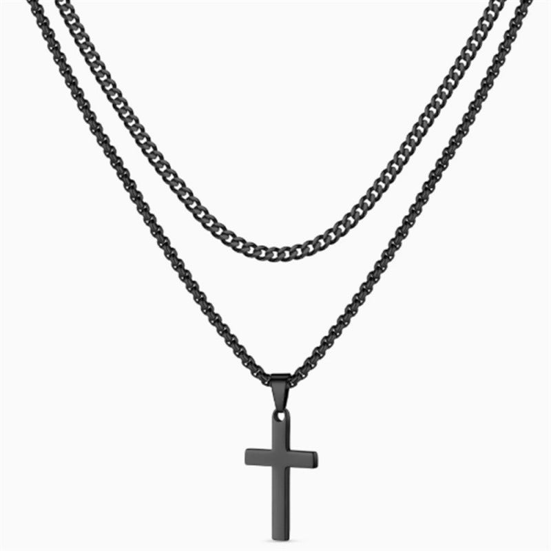 The Layered Pearl & Cross Necklace — women’s Accessories, ENIGMAE