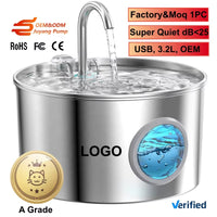 Stainless Steel Automatic Cat Water Fountain Quiet Pump 3.2L Pet Drinking Fountain USB Powered Indoor Pet Cat Water Feeder