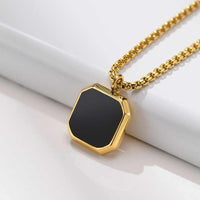 Geometric Epoxy Stainless Steel Pendant Necklace
